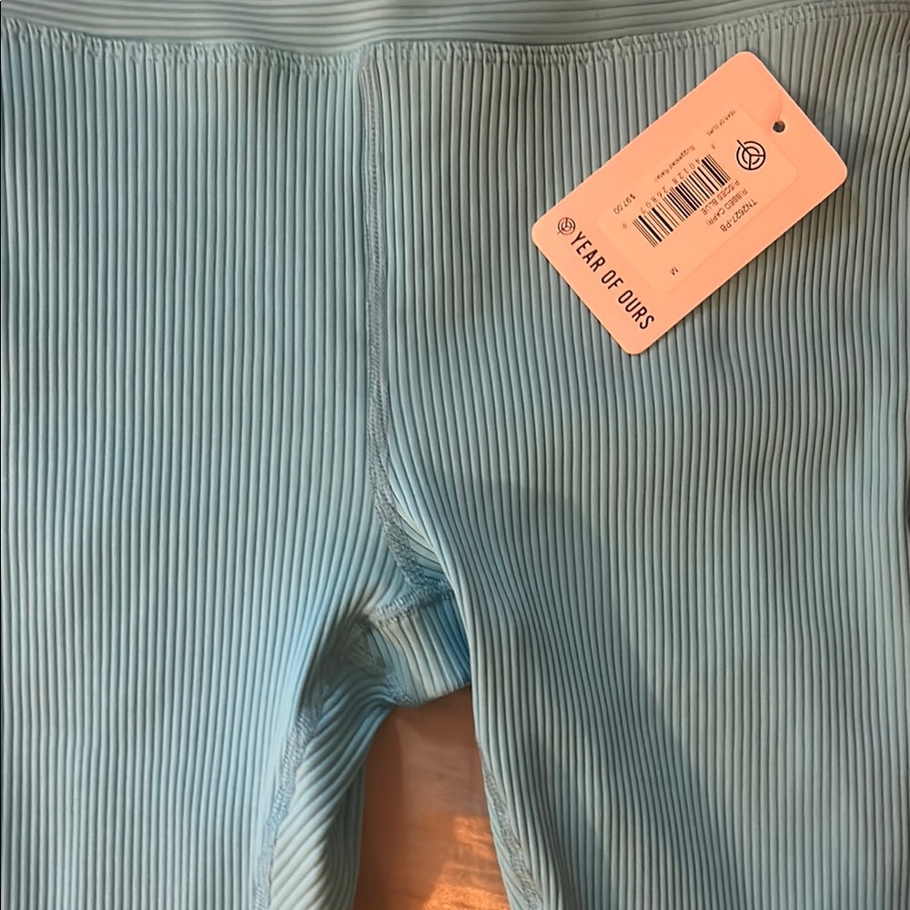 Year of Ours Women Blue Ribbed Leggings